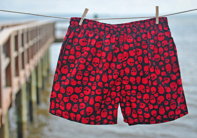5-Men&#39;s 18&quot; (Swim) Board Shorts (Elastic Waist + Mesh Liner) - Side-Seam Pockets