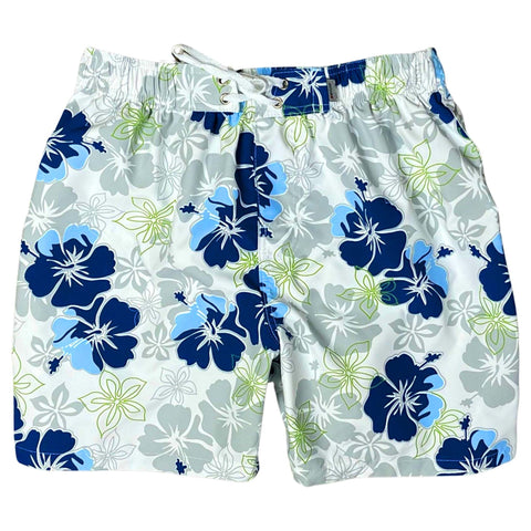 Men's (Swim) Board Shorts (Elastic Waist/Unlined) - Approx 17.5" Outseam / 5" Inseam. "Gone Coastal" print.