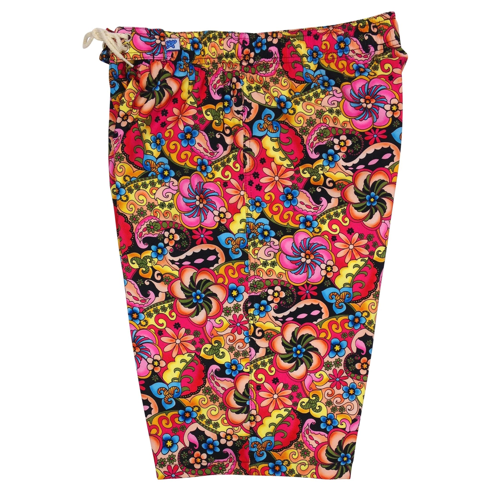 "Lucy in the Sky" (Black) Women's Elastic Waist Swim Board Shorts. REGULAR Rise + 11" Inseam