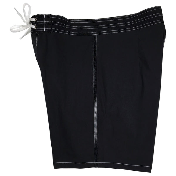Men's 18" Solid Color Old-School Back Pocket Board Shorts by Grizzo HB (Black, Baby Blue, OR Silver)