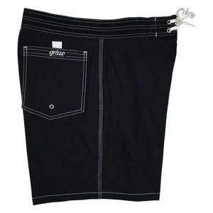 Men's 18" Solid Color Old-School Back Pocket Board Shorts by Grizzo HB (Black, Baby Blue, OR Silver)