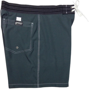 Men's 18" Solid Color Old-School Back Pocket Board Shorts by Grizzo HB (Charcoal, Chocolate OR Purple)