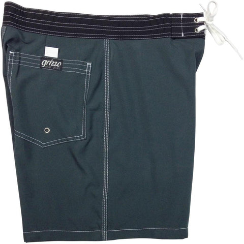 Men's 18" Solid Color Old-School Back Pocket Board Shorts by Grizzo HB (Charcoal, Chocolate OR Purple)