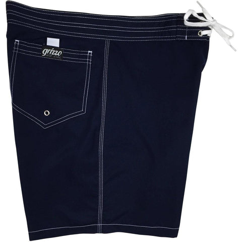 Men's 18" Solid Color Old-School Back Pocket Board Shorts by Grizzo HB (Navy OR Red)
