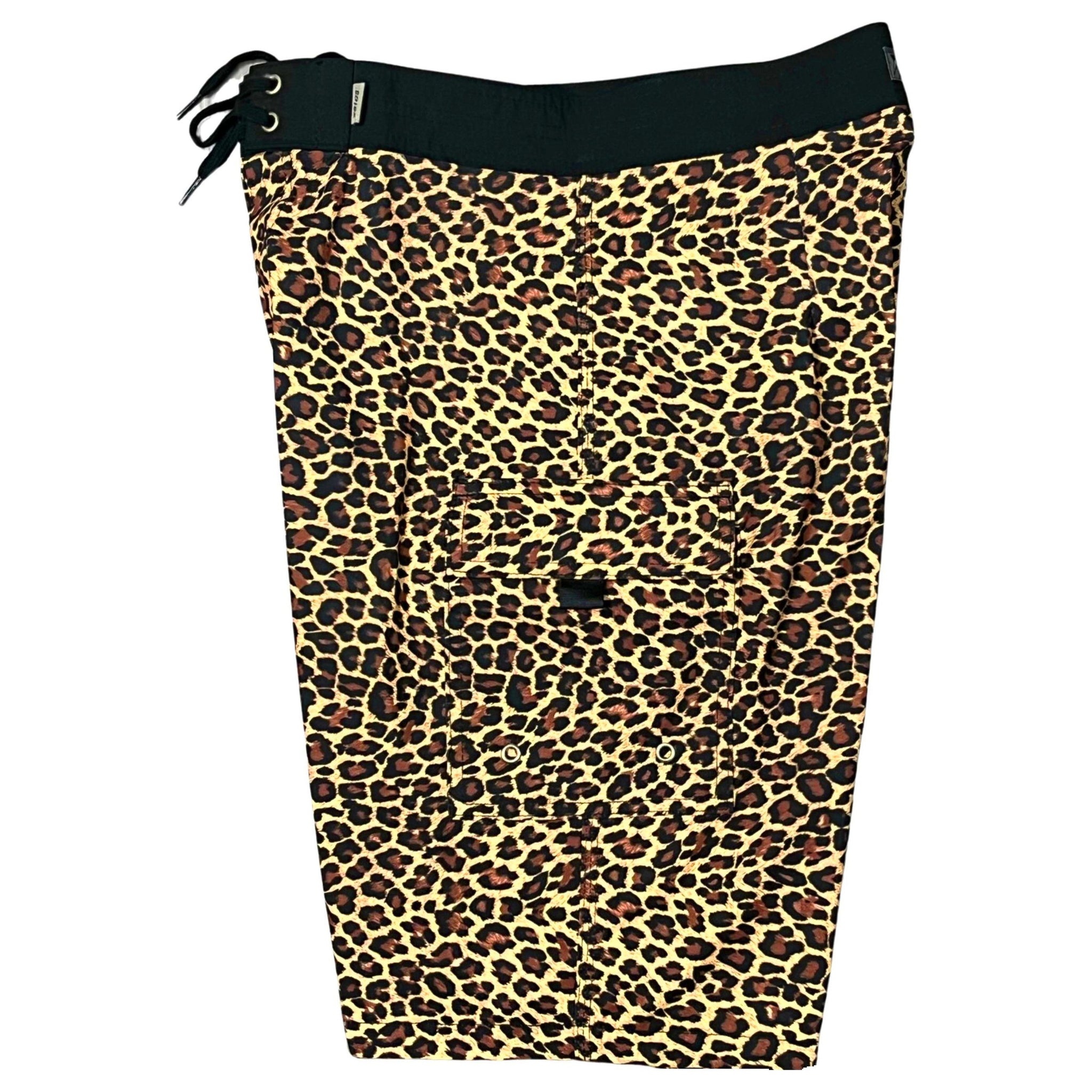 Men's Custom Length 18" - 28" Cheetah Board Shorts "Wild Weekend" (Brown)