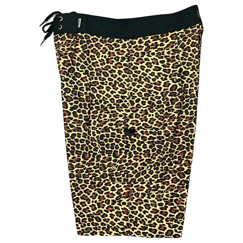 Men's Custom Length 18" - 28" Cheetah Board Shorts "Wild Weekend" (Brown)