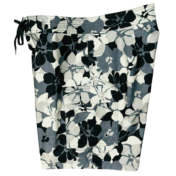 Down By the Sea | 100% Natural Cotton | M's NON-Elastic Waist Board Shorts | Retro Short Length