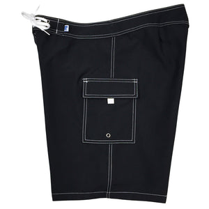 Women's 10.5" Solid Black/White Stitching (Swim) Board/Swim Shorts