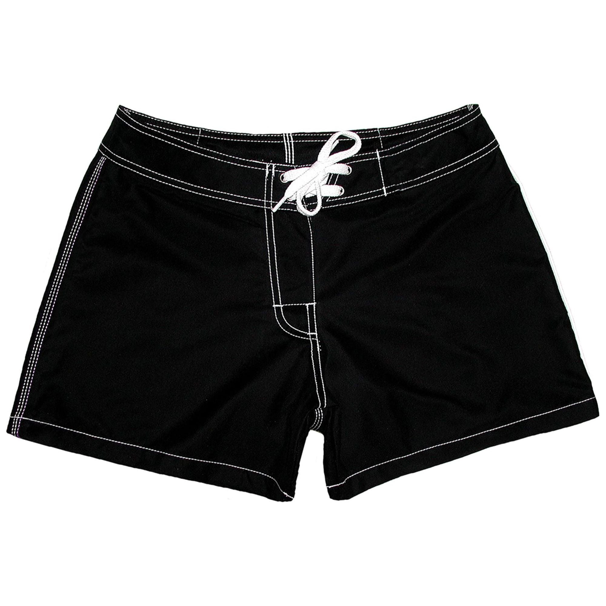 Women's 5" Solid Black/White Stitching (Swim) Board/Swim Shorts