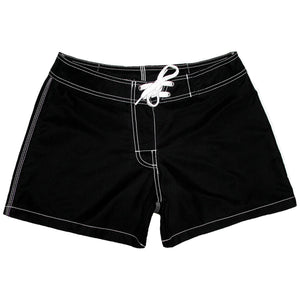 Women's 5" Solid Black/White Stitching (Swim) Board/Swim Shorts
