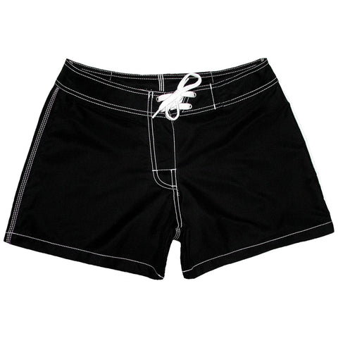 Women's 5" Solid Black/White Stitching (Swim) Board/Swim Shorts